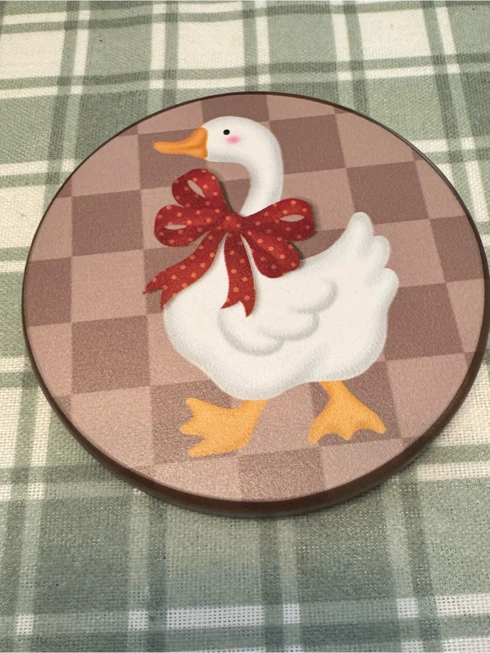 Farmhouse Duck Decorative Wood Coaster Set of 4  - Brown/White
